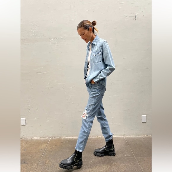 AGOLDE High Rise Distressed Straight Jeans - Picture 4 of 16